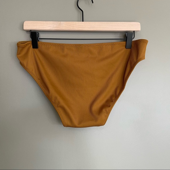 Madewell Second Wave Ribbed Classic Bikini Bottom in Dark Tobacco Size Large - Picture 10 of 15